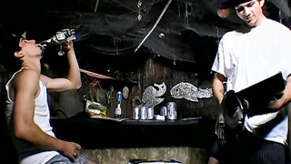 Smoke buddies Ian Madrox & Evan Heinze jerked their gigantic prick while smokin