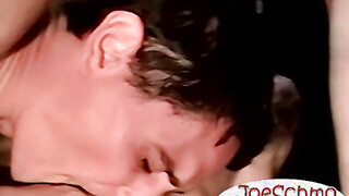 Skinny dude with his gay friend sucking his prick & cum