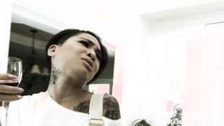 Ebony Honey Gold Rides a Big White Prick