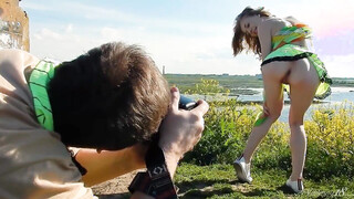 Naughty Teen Eva Gold Strips Out Of Her Bikini & Poses Outside!