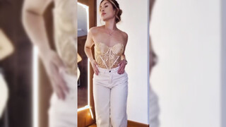 #yellow #corset #redhead #fitgirl