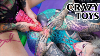Tattoo teens woman domination, ass fucking, strap on, gaping booty, prolapse, crazy big toys
