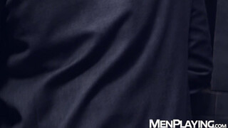 Latino Gabriel Lunna is spitroasted by Cristian Sam & Xavi Duran