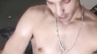 Inked jock jerking off & pounding blow up doll solo