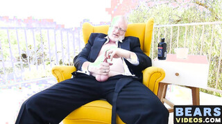 Mature bear Rusty McMann masturbates passionately solo