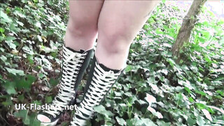 Amateur Chubby Shows Tits In The Woods