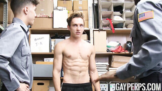 Sexy jock busted stealing & screwed by security officers