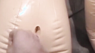 Kinky gay perv jacks off to a male sex doll