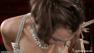 Babe smeared with food in public bdsm