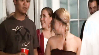 Frat party coed tart is ravaged in missionary