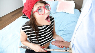 Kinky Adria Rae put her flute up her twat just to get screwed after