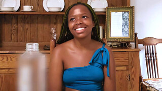 Ebony teen from Africa screwed on video by a white huge black cock