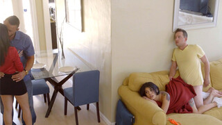 Kinky stepsis Gina Valentina seduced stud step sibling in front of step daddy