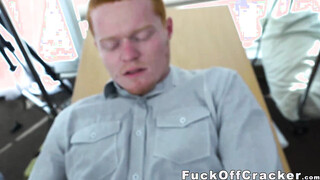 Redhead straighty barebacked by monster cock office manager