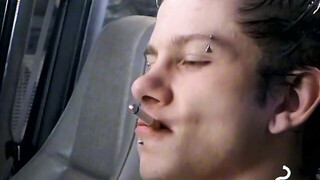 Alluring twink Ian Madrox blows booty while rubbing his meat