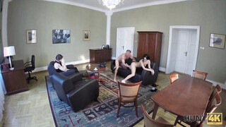 Man with camera fucks stunning babe in exchange for money