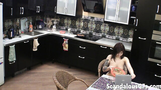 Sexy naked teen on cam cooking