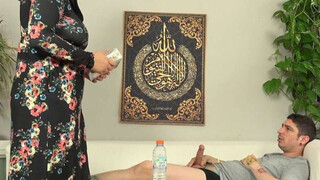 A big titted female in a hijab got a really hard gift