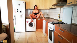 Passionate mommy masturbates in the kitchen - Wet Kelly