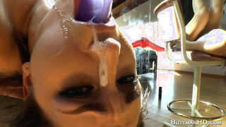 Babe mouth t****red deep in her throat with toys