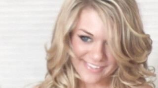 Solo blonde strips off in modelling scene