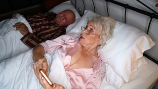 70+ grandma fucking much younger shaft while her hubby is resting!