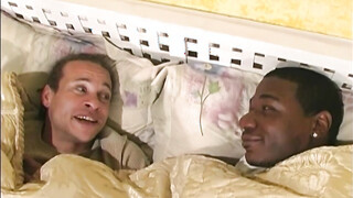 Gay black couple fucks a white man