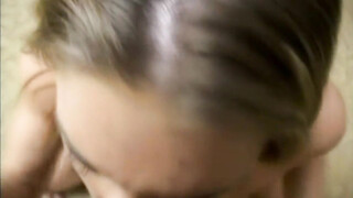 Horny blonde butt jizzed after POV blowjob