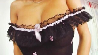 Model Linda brings her big boobs & rubs her cunt