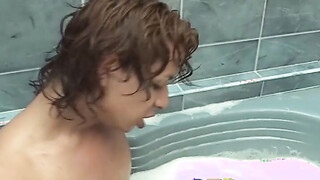 Naughty twink sits & rides one giant long sword like a pro