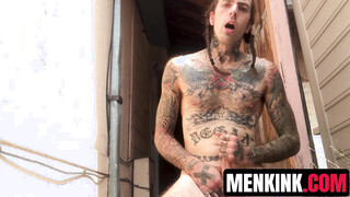 Tatted dude Ruckus giving his long horny BONER a RAVIGING handjob