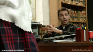 Priest bound & ravaged blond bully