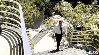 Horny bald dude fucks lovely blonde Gia Derza on the couch