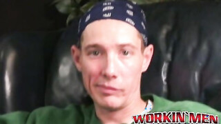 Rough gay shows off his body & huge dick while masturbating