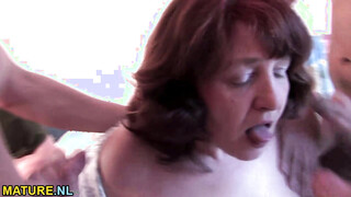 Kinky matures gangbanged