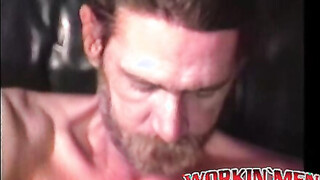 Rugged stud strips naked to tease with his throbbing cock