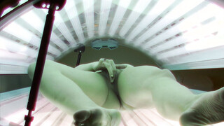 Big Titted Brunette Masturbating In Solarium