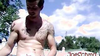 bareback fucking this tattooed dude hard til I cum in his butt