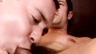 Tatted mature jock masturbates & gets a blowjob