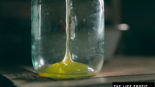 Naughty Raeah uses honey & cucumber to masturbate solo