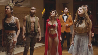 Hot big tits Stepmoms in sexy lingerie solving a mystery with group of guys