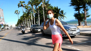 Thai amateur GF coffee massage & POV blowjob