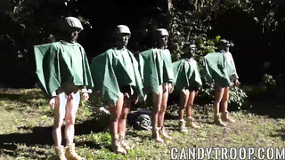 Outdoor blowjob & doggystyle for the new hunk recruites