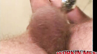Mature guy gets his cock jerked off by an unknown guy