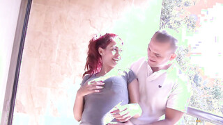 Charming Redhead Colombian First Timer Gets Cum On Tits In Sexy Pickup & Fuck