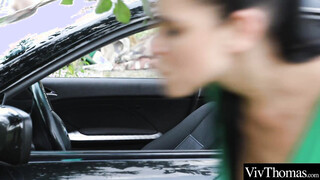 Voluptuous lesbian picks up hot hitch hiker & fucks her