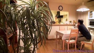 Teen college girl from Asia sucks cock until they blow