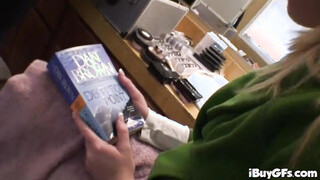 Big Boobed blonde strips off