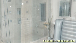 Big Boobed blonde MILF sucks prick in bath