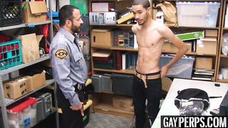 Skinny black burglar bareback fucked by horny officer